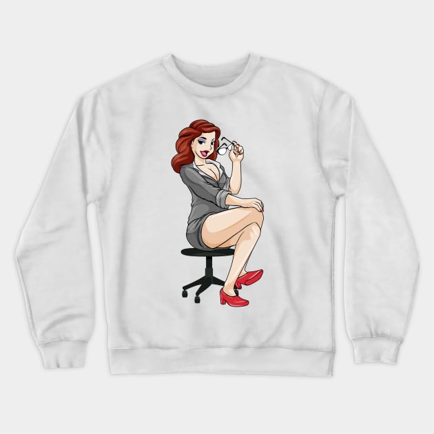 Sexy secretary with glasses and dress Crewneck Sweatshirt by Markus Schnabel